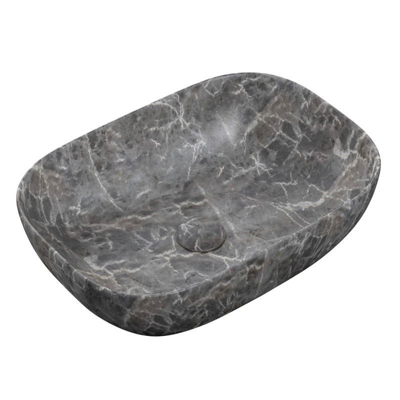 Aria 460mm (W) x 330mm (H) Ceramic Washbowl - Grey Marble Effect