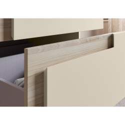 Hiroshi 805mm (W) x 610mm (H) x 760mm (D) Wall Hung 2 Drawer Basin Unit & Co-ordinating Basin - Matt Cotton & Oak Effect