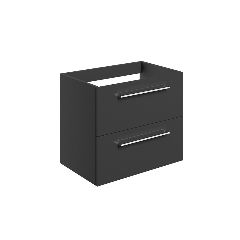 Naha 590mm (W) x 500mm (H) x 450mm (D) Wall Hung 2 Drawer Basin Unit (No Top) - Anthracite Gloss