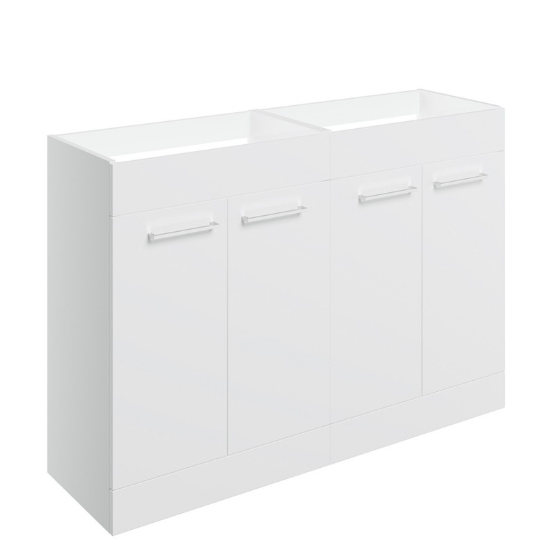Naha 1180mm (W) x 830mm (H) x 450mm (D) Freestanding 2 Door Basin Unit Run (No Top) - White Gloss