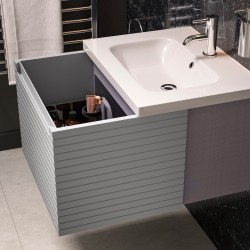 Kanto 800mm (W) x 413mm (H) x 460mm (D) Wall Hung 1 Drawer Basin Unit & Worktop - Matt Mineral Grey