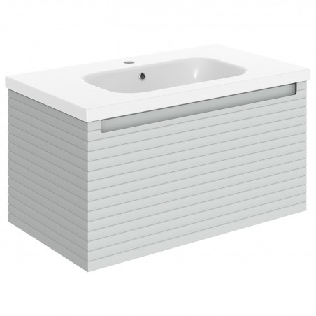 Kanto 815mm (W) x 435mm (H) x 460mm (D) Wall Hung 1 Drawer Basin Unit & Basin - Matt Mineral Grey