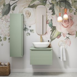 Kanto 615mm (W) x 435mm (H) x 460mm (D) Wall Hung 1 Drawer Basin Unit & Basin - Matt Willow Green