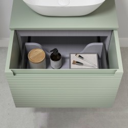 Kanto 800mm (W) x 413mm (H) x 460mm (D) Wall Hung 1 Drawer Basin Unit & Worktop - Matt Willow Green