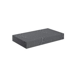 Kenzo 800mm (W) x 100mm (H) x 460mm (D) Wall Hung Grey Marble Basin Shelf & Brushed Brass Bottle Trap