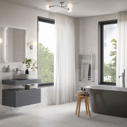 Kenzo 800mm (W) x 100mm (H) x 460mm (D) Wall Hung Basin Shelf - Grey Marble