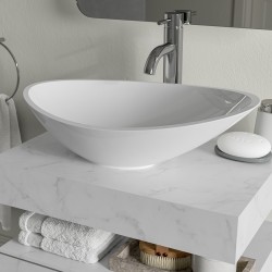 Kenzo 600mm (W) x 100mm (H) x 460mm (D) Wall Hung White Marble Basin Shelf & Chrome Bottle Trap