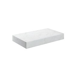 Kenzo 800mm (W) x 100mm (H) x 460mm (D) Wall Hung White Marble Basin Shelf & Brushed Brass Bottle Trap