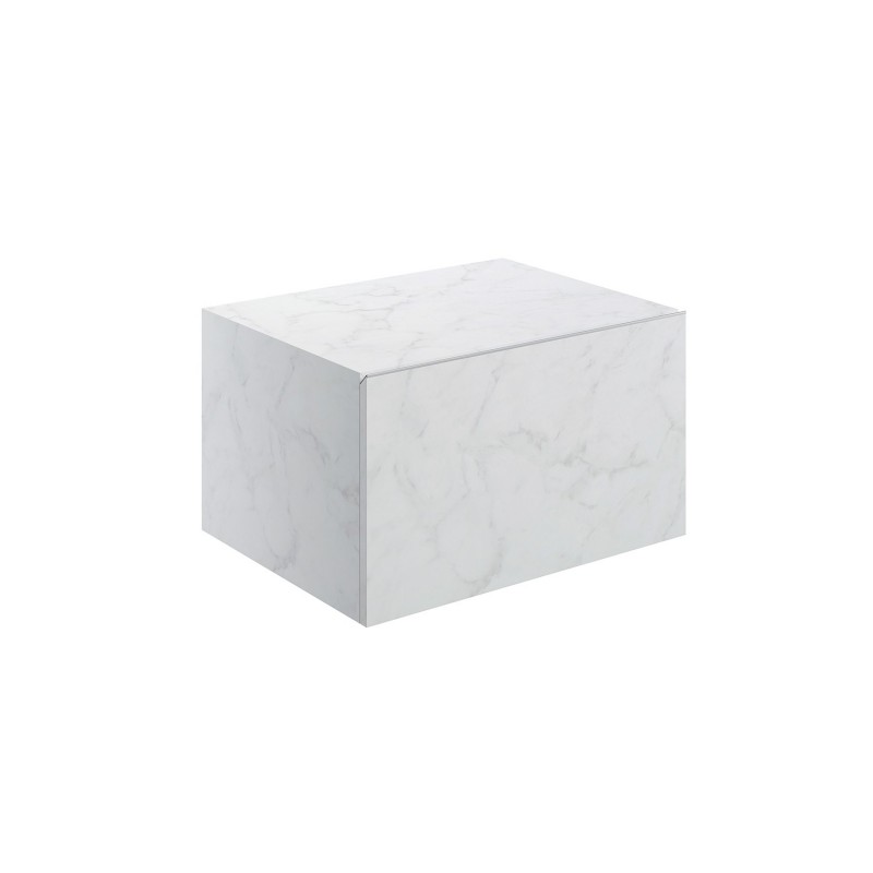 Kenzo 600mm (W) x 345mm (H) x 460mm (D) Wall Hung Storage Drawer - White Marble