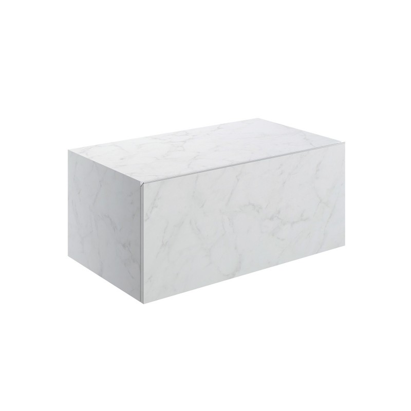 Kenzo 800mm (W) x 345mm (H) x 460mm (D) Wall Hung Storage Drawer - White Marble