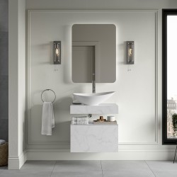 Kenzo 800mm (W) x 100mm (H) x 460mm (D) Wall Hung Basin Shelf - White Marble