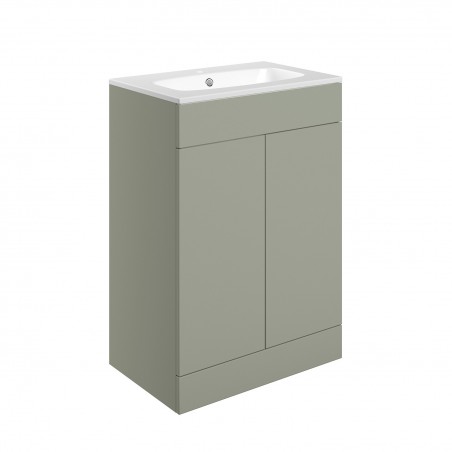 Yamagata 615mm (W) x 848mm (H) x 460mm (D) Freestanding 2 Door Basin Unit & Basin - Matt Olive Green