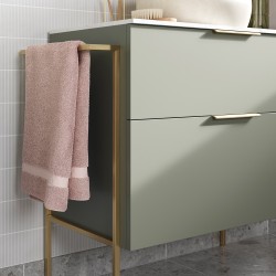 Yamagata 615mm (W) x 848mm (H) x 460mm (D) Freestanding 2 Door Basin Unit & Basin - Matt Olive Green