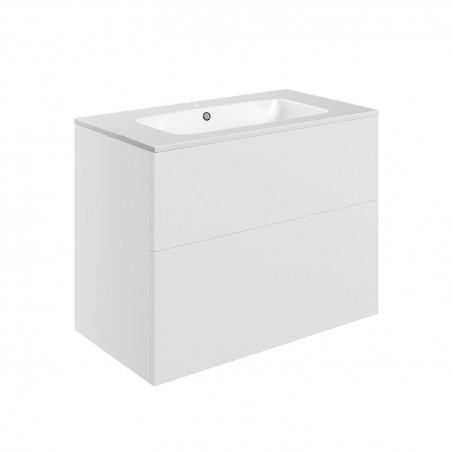 Yamagata 815mm (W) x 618mm (H) x 460mm (D) Wall Hung 2 Drawer Basin Unit & Basin - Matt White