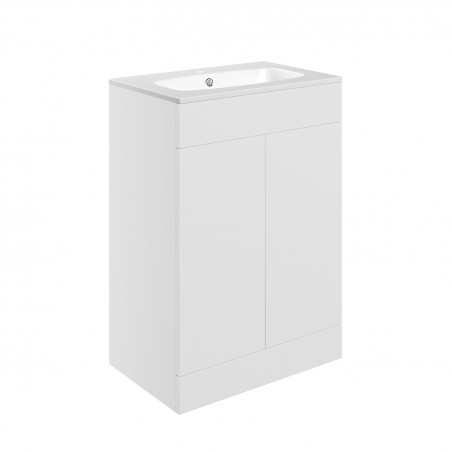 Yamagata 615mm (W) x 848mm (H) x 460mm (D) Freestanding 2 Door Basin Unit & Basin - Matt White