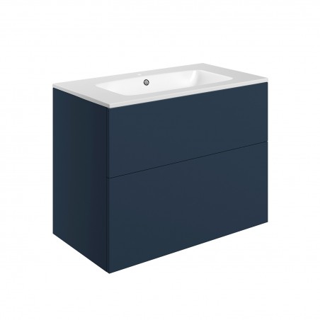 Yamagata 815mm (W) x 618mm (H) x 460mm (D) Wall Hung 2 Drawer Basin Unit & Basin - Matt Deep Blue