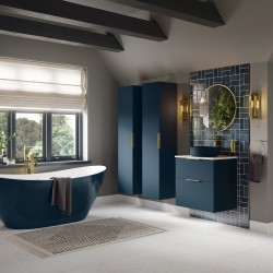Yamagata 615mm (W) x 848mm (H) x 460mm (D) Freestanding 2 Door Basin Unit & Basin - Matt Deep Blue