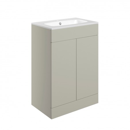 Yamagata 615mm (W) x 848mm (H) x 460mm (D)  Freestanding 2 Door Basin Unit & Basin - Matt Latte