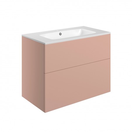 Yamagata 815mm (W) x 618mm (H) x 460mm (D) 815mm Wall Hung 2 Drawer Basin Unit & Basin - Matt Antique Rose