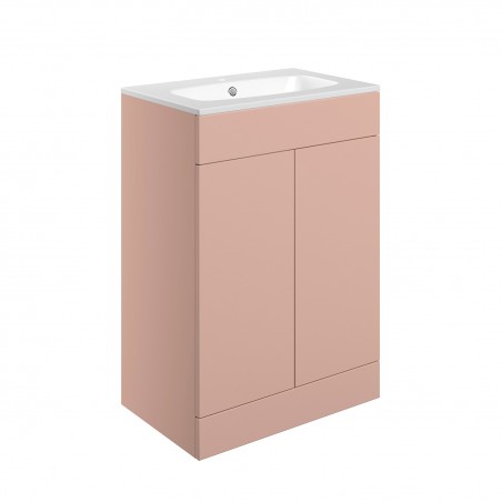 Yamagata 615mm (W) x 848mm (H) x 460mm (D)  Freestanding 2 Door Basin Unit & Basin - Matt Antique Rose