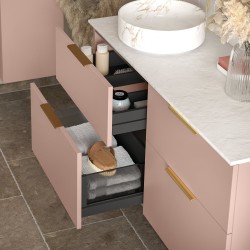 Yamagata 615mm (W) x 848mm (H) x 460mm (D)  Freestanding 2 Door Basin Unit & Basin - Matt Antique Rose