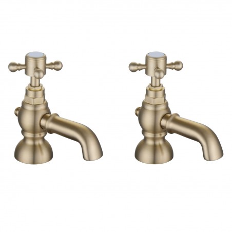 Shergar Bath Pillar Taps - Brushed Brass