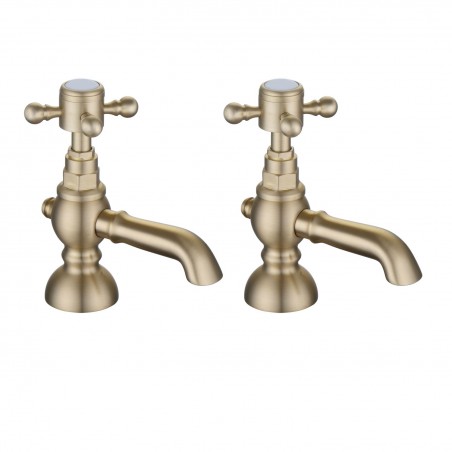 Shergar Basin Pillar Taps - Brushed Brass