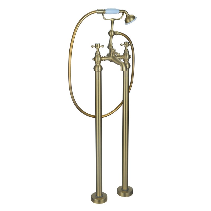 Shergar Freestanding Bath Shower Mixer & Shower Kit - Brushed Brass