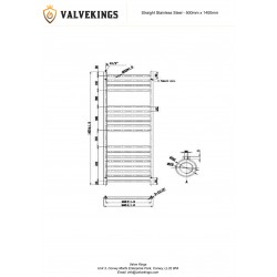 Polished Stainless Steel Towel Rail - 500 x 1400mm Tech Drawing