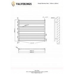 Polished Stainless Steel Towel Rail - 1000 x 800mm Tech Drawing