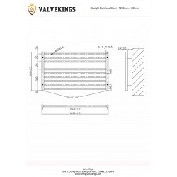 Polished Stainless Steel Towel Rail - 1200 x 600mm Tech Drawing