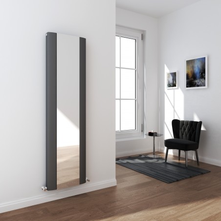 Supreme Anthracite Aluminium Mirror Radiator - 470 x 1700mm Double