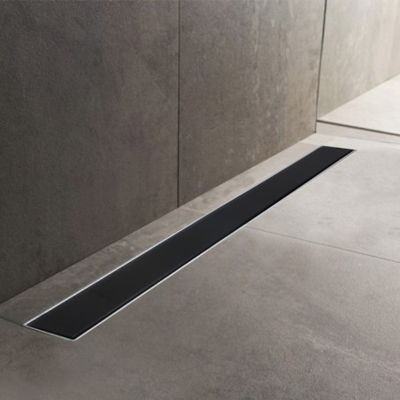 Black Glass Rectangular Stainless Steel Wet Room Drains