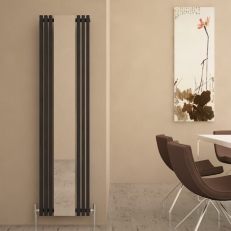 Carisa Sophia Black Aluminium Mirror Radiator - 415 x 1800mm