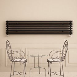 Carisa Sophia Black Aluminium Radiator - 1800 x 331mm - Installed