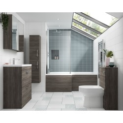 1700mm Square Shower Bath Front Panel - Anthracite Woodgrain