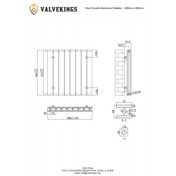 Orion White Aluminium Radiator - 588 x 600mm Tech Sheet