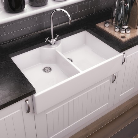 Fireclay Butler Sink with Stepped Weir 895 x 550 x 220mm