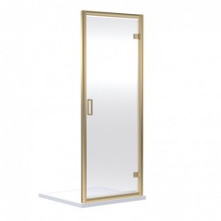 Rene 760mm x 1850mm 6mm Toughened Safety Glass Shower Hinged Door - Brushed Brass