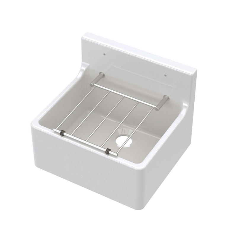 Fireclay Cleaner Sink with Grid 455 x 362 x 396mm 