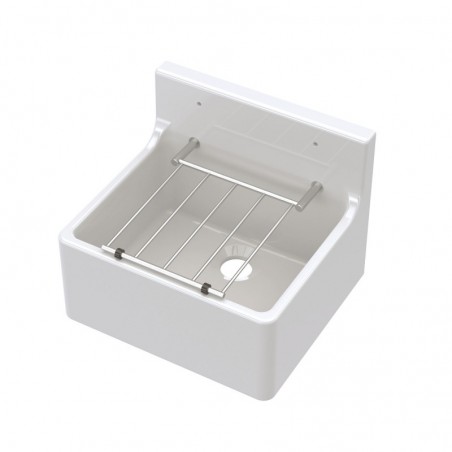 Fireclay Cleaner Sink with Grid 455 x 362 x 396mm 