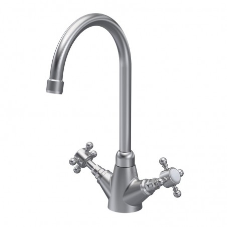 Traditional Mono Crosshead Handle Sink Mixer Tap - Brushed Nickel