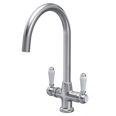 Traditional Mono Lever Handle Cruciform Sink Mixer Tap - Brushed Nickel