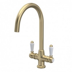 Traditional Mono Lever Handle Cruciform Sink Mixer Tap - Brushed Brass