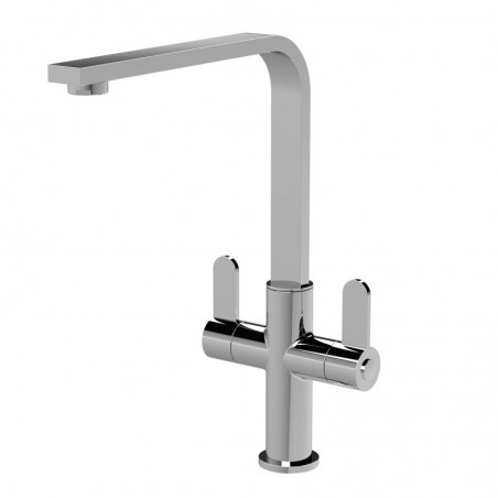 Churni Mono Basin Twin Lever Square Basin Tap - Chrome