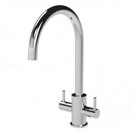 Lachen Mono Basin Twin Lever Round Basin Tap - Chrome