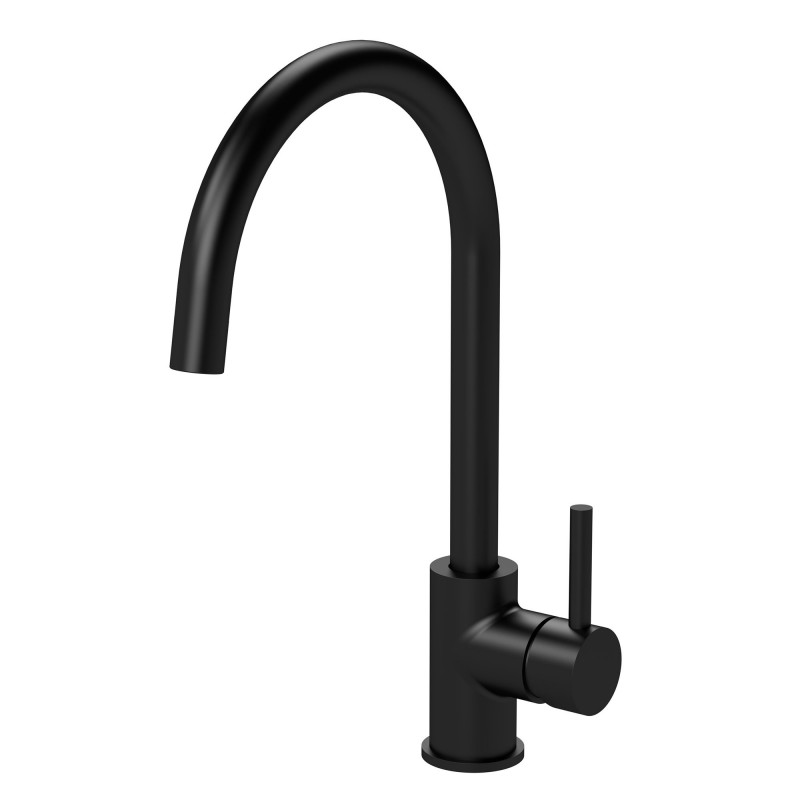 Lachen Mono Basin Single Lever Round Basin Tap - Matt Black