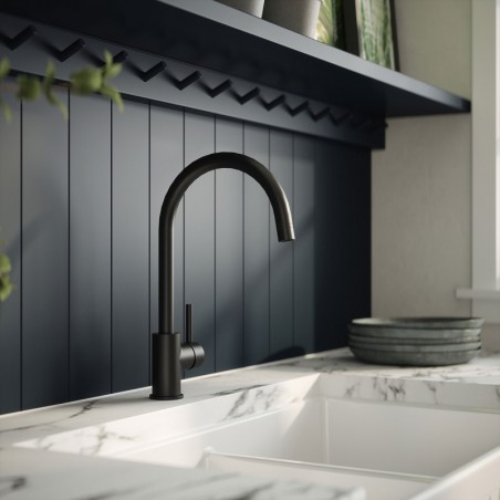 Lachen Mono Basin Single Lever Round Basin Tap - Matt Black