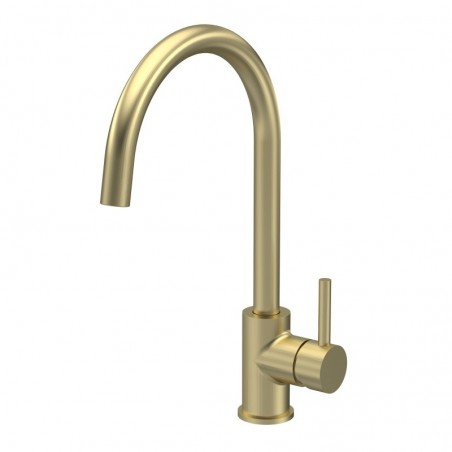 Lachen Mono Basin Single Lever Round Basin Tap - Brushed Brass