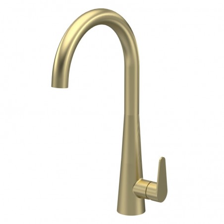 Samir Mono Basin Single Lever Round Basin Tap & Rinser - Brushed Brass